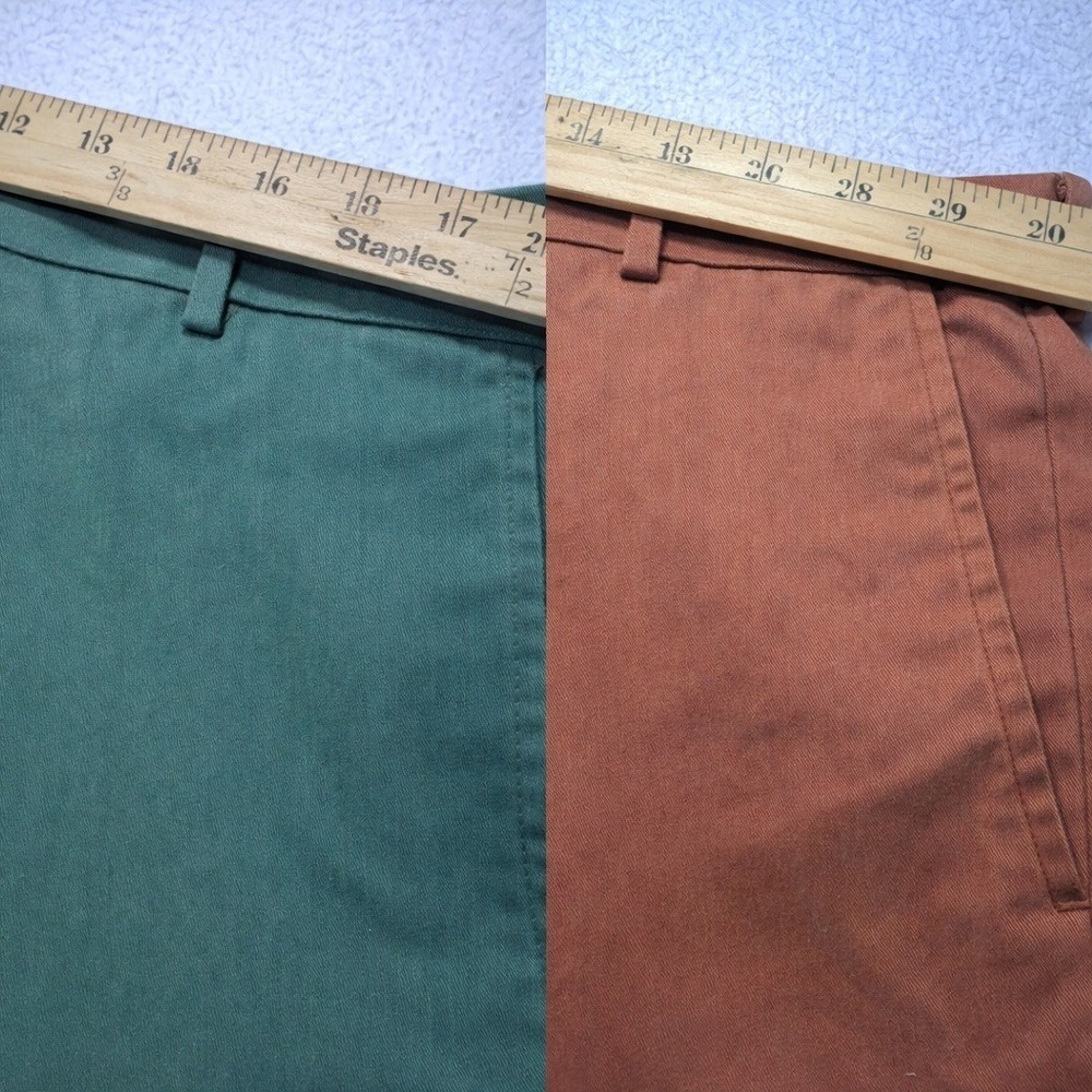Lot of 2 Pairs Charles Tyrwhitt Stretch Chino Pants 38 Green Terra Cotta Cotton - Picture 8 of 14